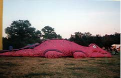 No there really is a giant pink crocodile over there