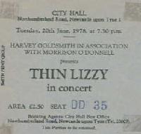 Thin Lizzy ticket 20/6/78