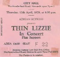 Thin Lizzy ticket 20/6/78