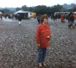 Val surveys the sea of mud - notice the shoes!
