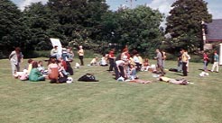 Meeting on the lawn of Worthy farm